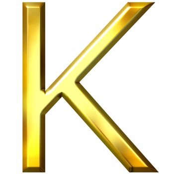 3d golden letter K isolated in white