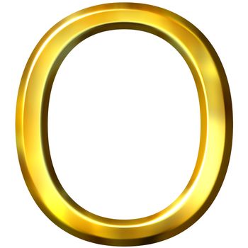 3d golden letter O isolated in white