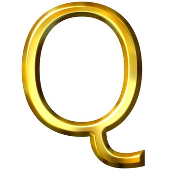 3d golden letter Q isolated in white