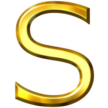 3d golden letter S isolated in white