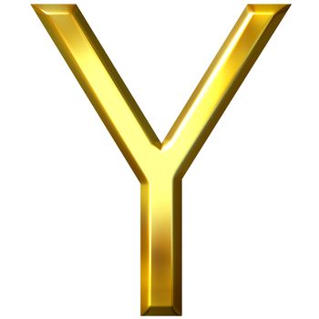 3d golden letter Y isolated in white