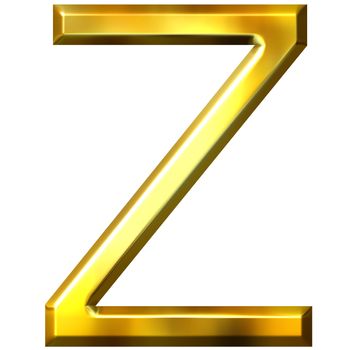 3d golden letter Z isolated in white