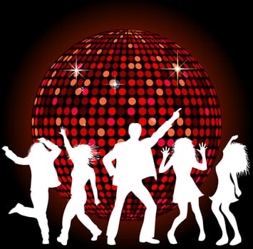 Disco Ball and dancing People