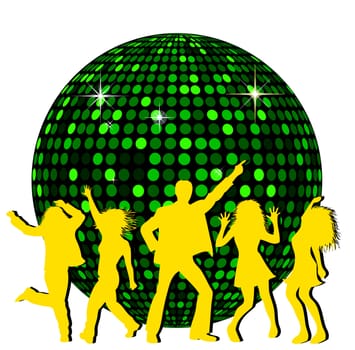 Disco Ball and dancing People