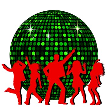 Disco Ball and dancing People