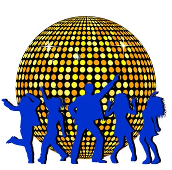 Disco Ball and dancing People