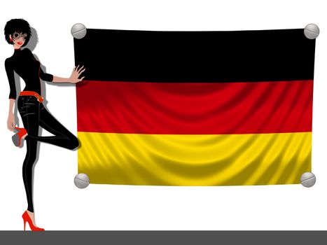 Girl with a Flag of Germany