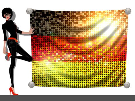 Girl with a Flag of Germany