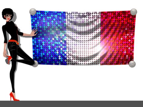 Girl with a Flag of France