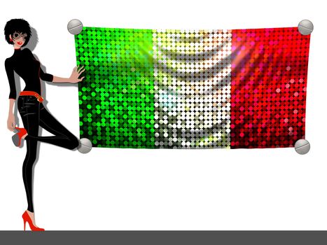 Girl with a Flag of Italy