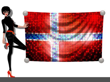 Girl with a Flag of Norway