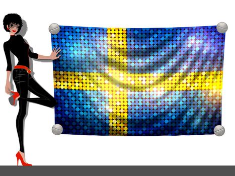 Girl with a Flag of Sweden