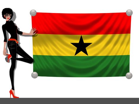 Girl with a Flag of Ghana