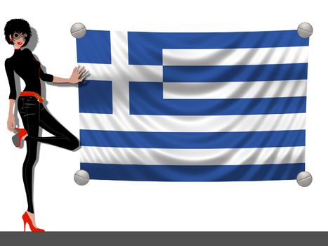 Girl with a Flag of Greece