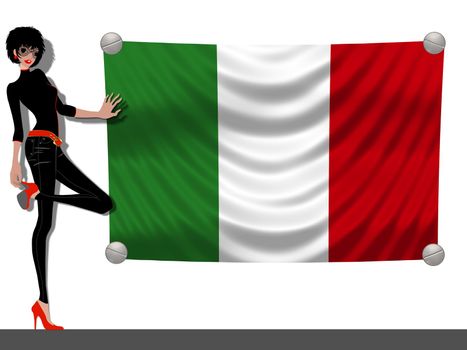 Girl with a Flag of Italy