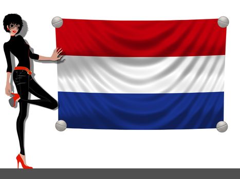 Girl with a Flag of the Netherlands