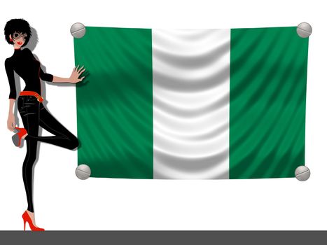 Girl with a Flag of Nigeria