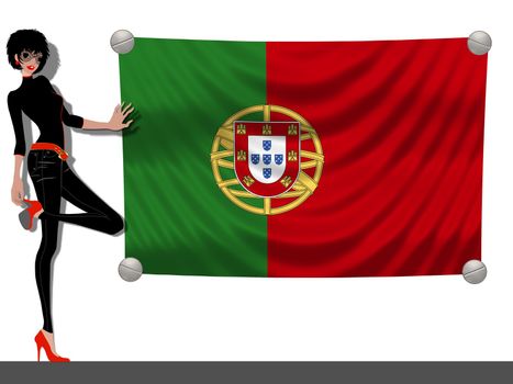 Girl with a Flag of Portugal