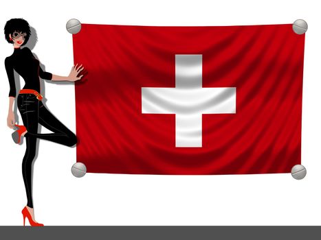 Girl with a Flag of Switzerland