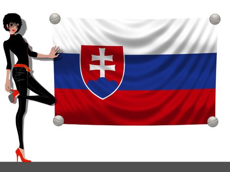Girl with a Flag of Slowakia