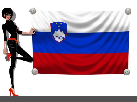 Girl with a Flag of Slovenia