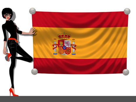 Girl with a Flag of Spain