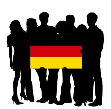 Young People with a Flag of Germany