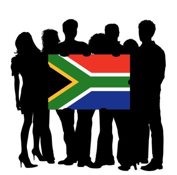 Young People with a Flag of South Africa