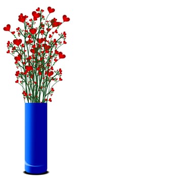 vase with red heart flowers
