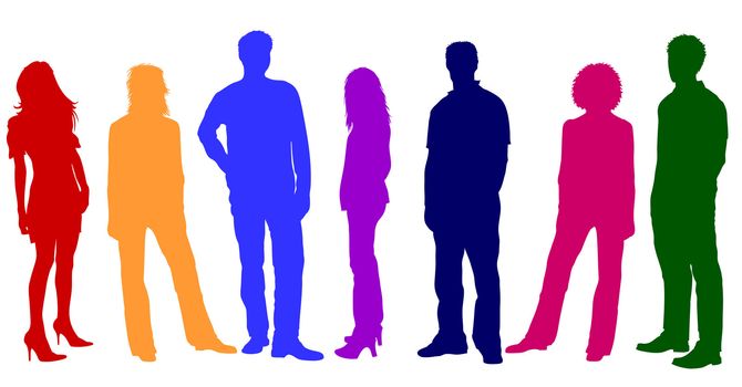 Colorful Young People Silhouettes