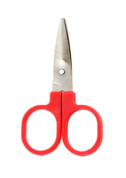 red children scissors, white background