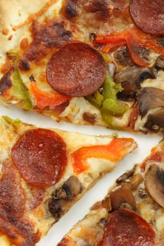 closeup on all dressed pizza