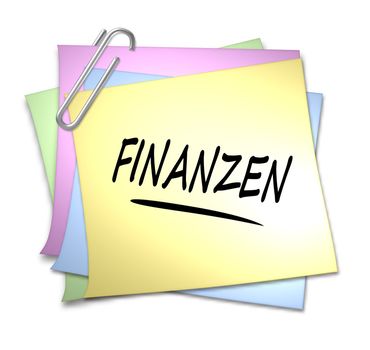 German Memo with Paper Clip - Finanzen