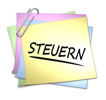 German Memo with Paper Clip - Steuern