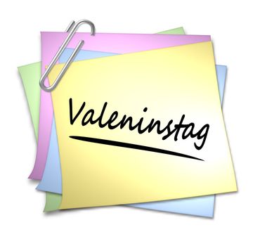 German Memo with Paper Clip - Valentinstag