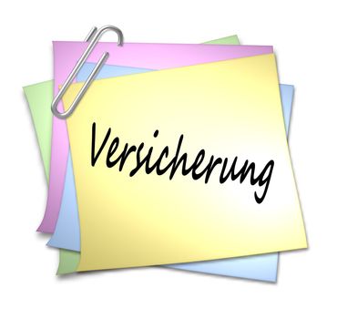 German Memo with Paper Clip - Versicherung