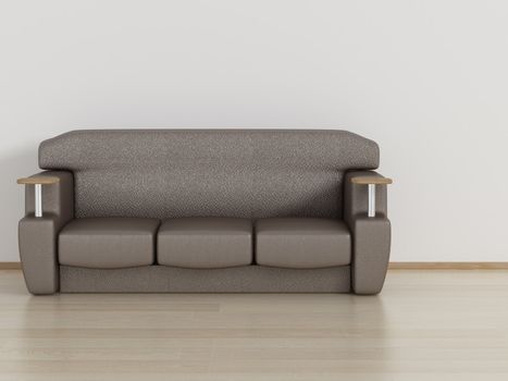 Leather sofa in a room. 3D image.