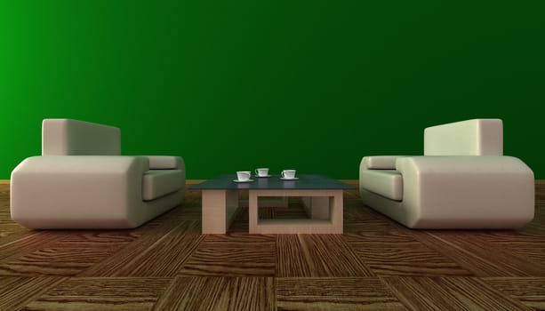 Interior of a living room. 3D image.