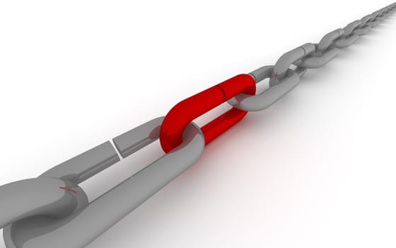 Metal chain on a white background. 3D image.