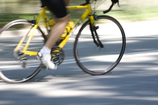 Man on a Bicycle running on the road