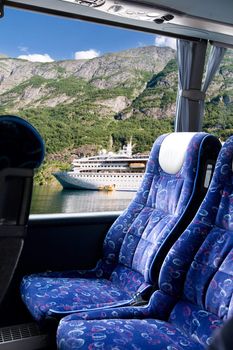 A fjord view from a bus