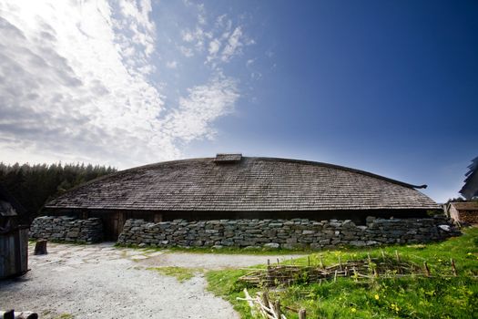 A viking longhouse on the coast of Norway