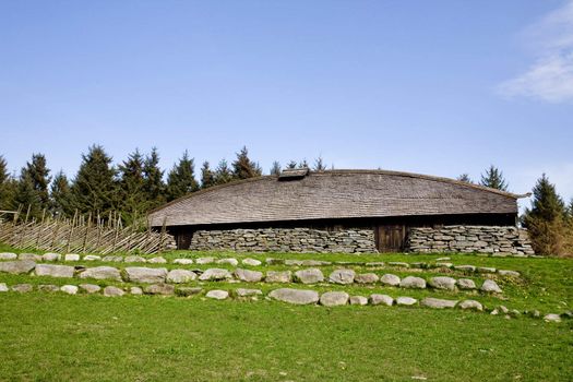 A viking long house on a historic farm