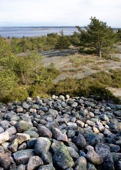 View towards the ocean from a viking grave in Norway