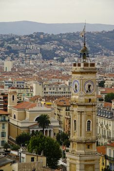 Downhill view of the old part of the city of Nice.