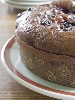 close-up of chocolate cake with berries