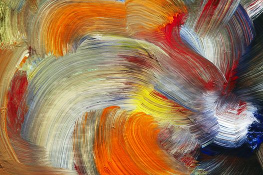 Extreme closeup of brush strokes - run colors - craftsmanship