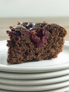 close-up of chocolate cake with berries