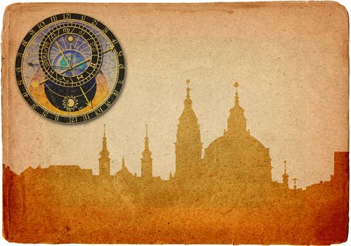 Outline of the St Nikolas church, one of the most important buildings of baroque Prague, with a dominant dome and belfry. Architects - K. Dientzenhofer, K.I. Dientzenhofer, A. Lugaro.Prague, Czech republic, Europe Prague, Czech republic, Europe. 