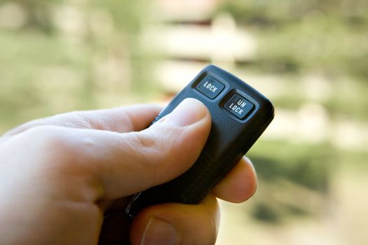 A remote car entry keychain